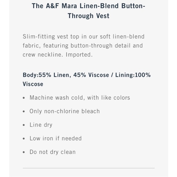 Abercrombie & Fitch Mara Button Down Linen Vest Top White Size L - Picture 5 of 8